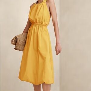 Elegant Yellow Halter Dress